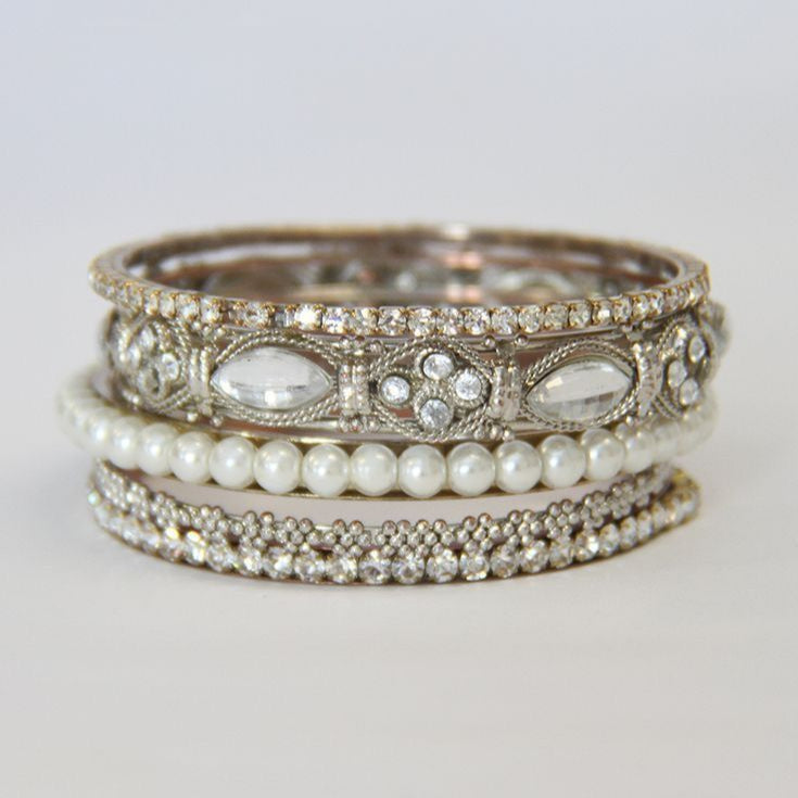 Elegantes Vintage-Perlenring-Set