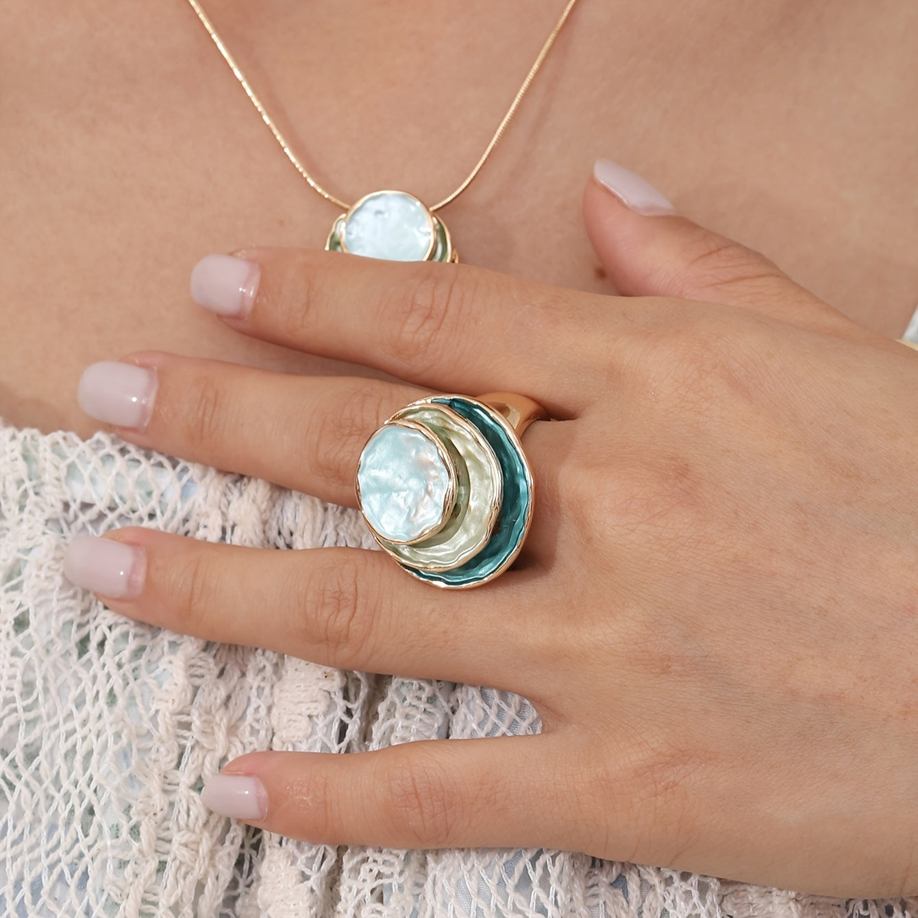 Boho Dreischichtiger Emaille-Ring