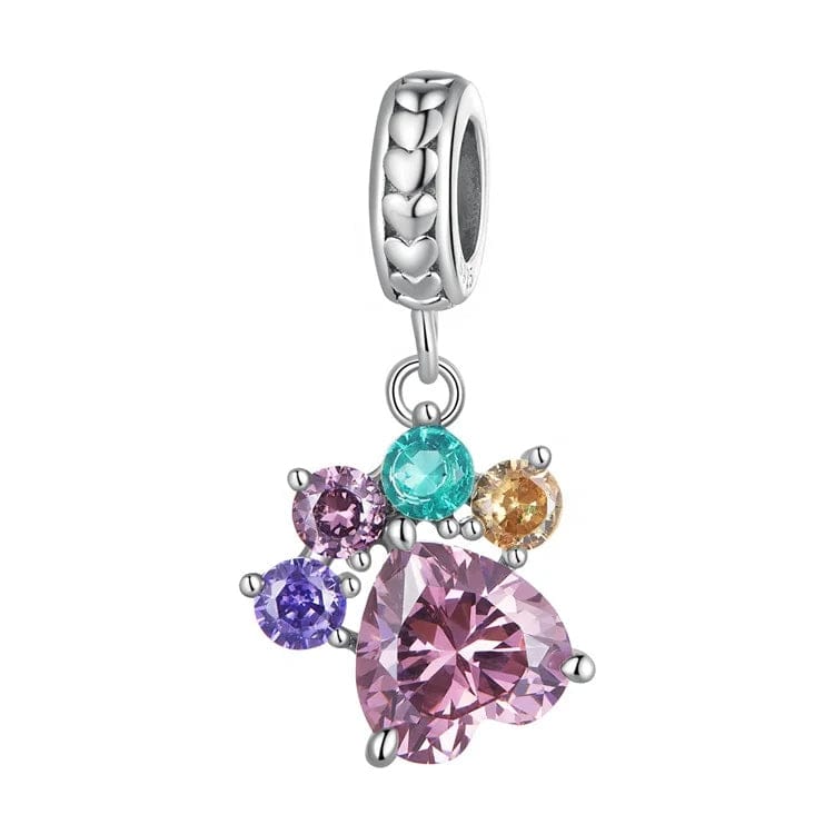Sparkling Pet Paw Print Dangle Charm