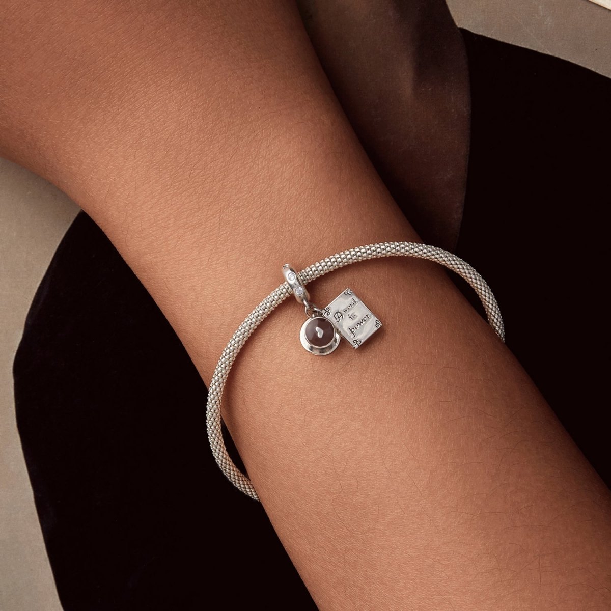 Liora Atelier "A Word is Power" Book & Coffee Dangle Charm