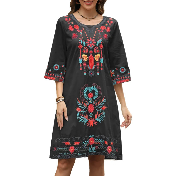 Alice | Embroidered Boho Dress