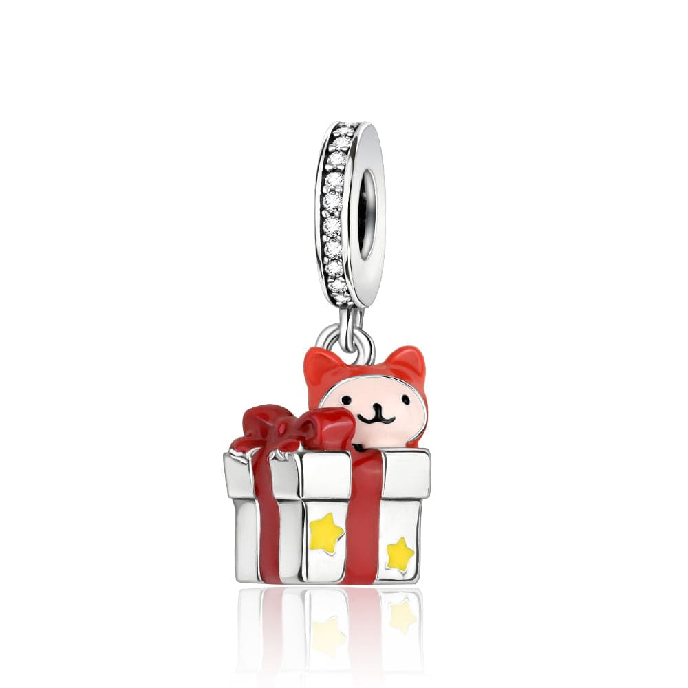 Liora Atelier Adorable Cat in Gift Box Charm with Stars
