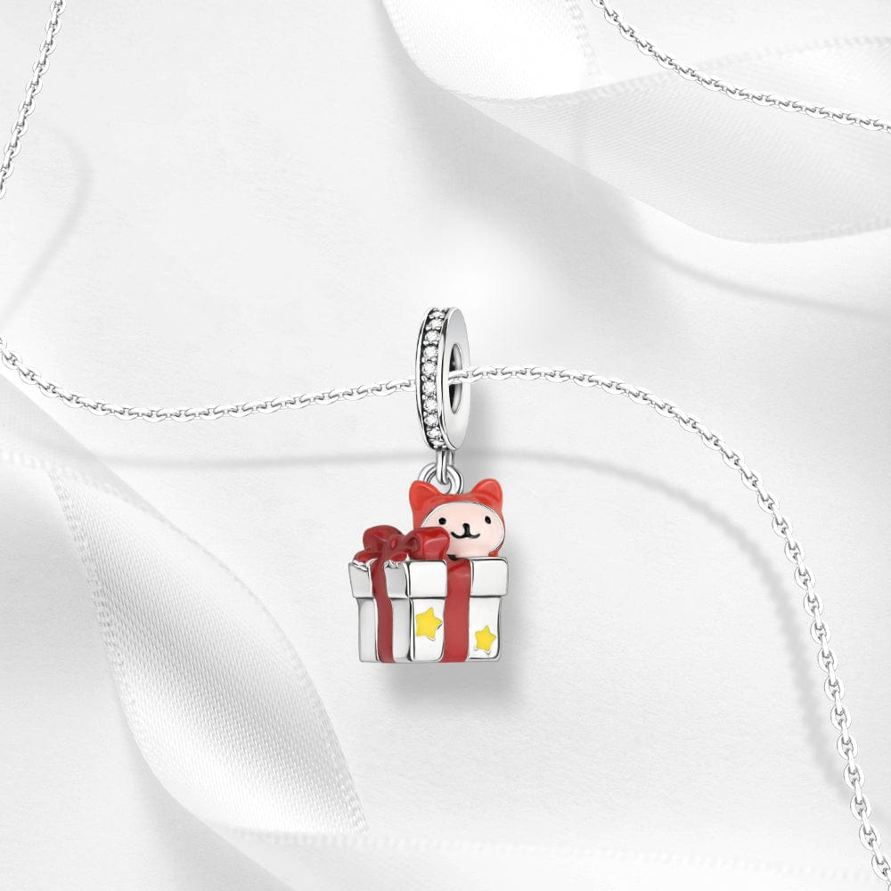 Liora Atelier Adorable Cat in Gift Box Charm with Stars