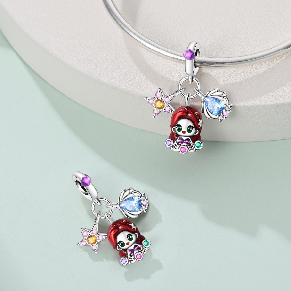 Liora Atelier Ariel with Red Hair, Starfish, & Seashell Dangle Charm