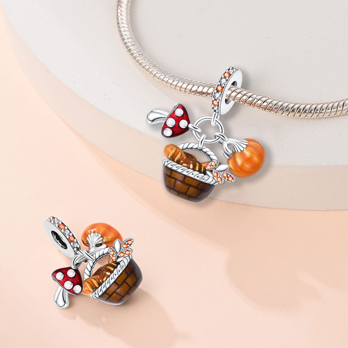 Liora Atelier Autumn Basket Mushroom, Bread & Pumpkin Charm