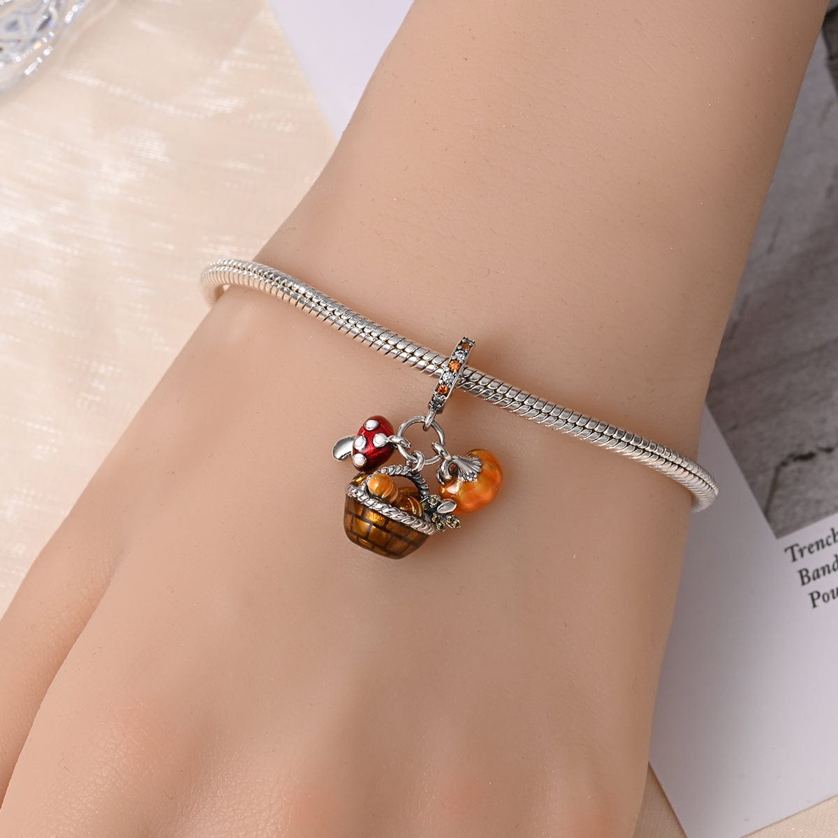 Liora Atelier Autumn Basket Mushroom, Bread & Pumpkin Charm