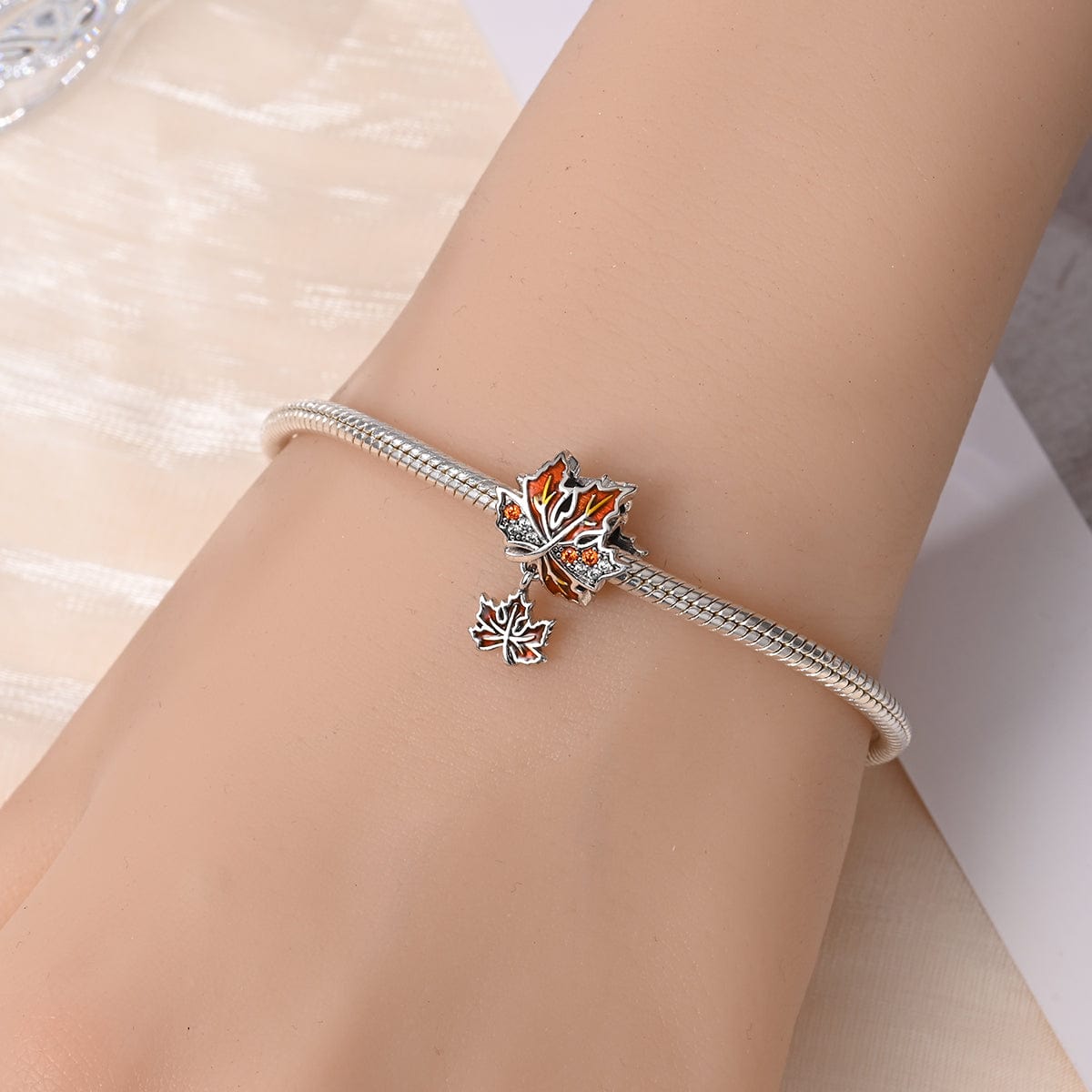 Liora Atelier Autumn Maple Leaf Amber Stone Charm
