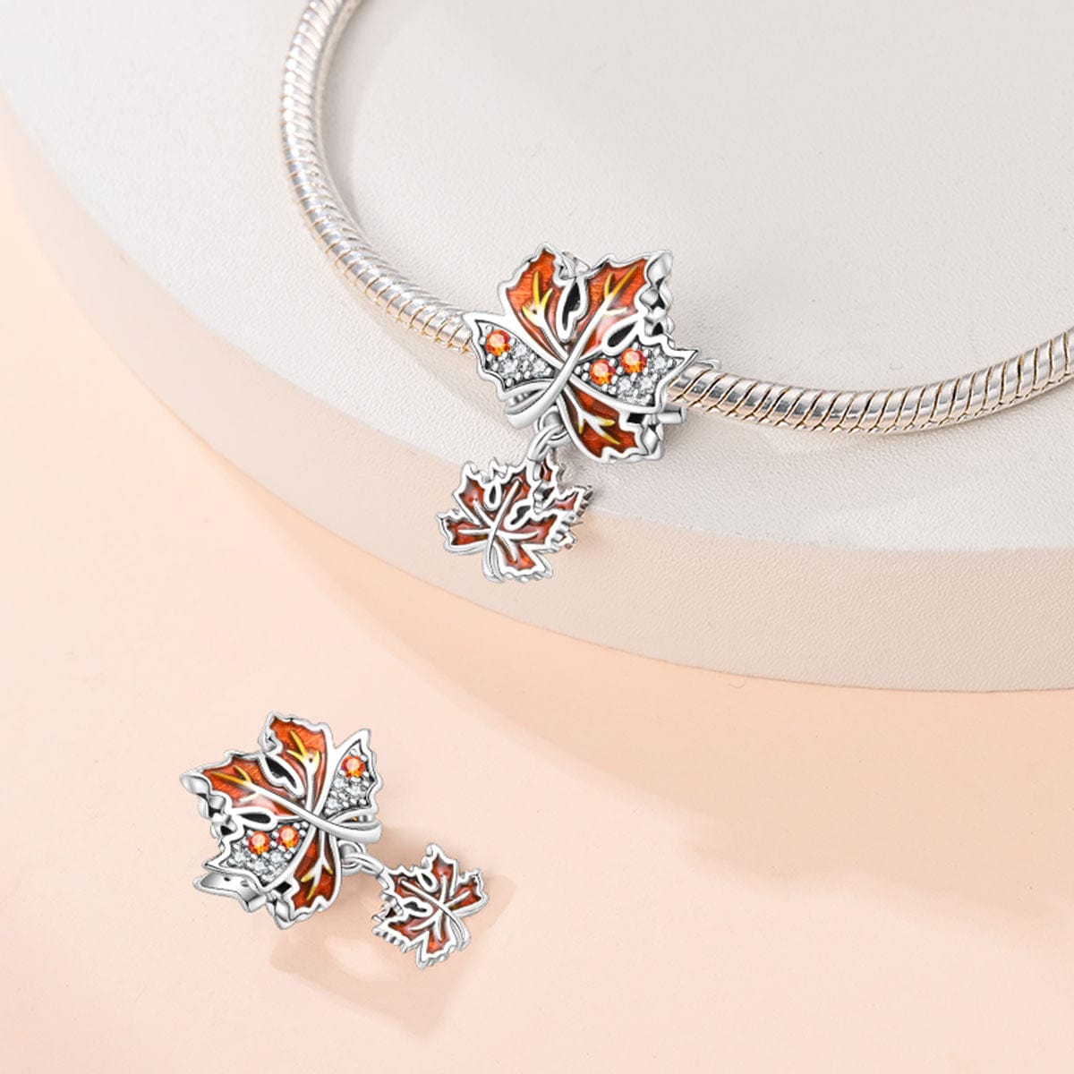 Liora Atelier Autumn Maple Leaf Amber Stone Charm