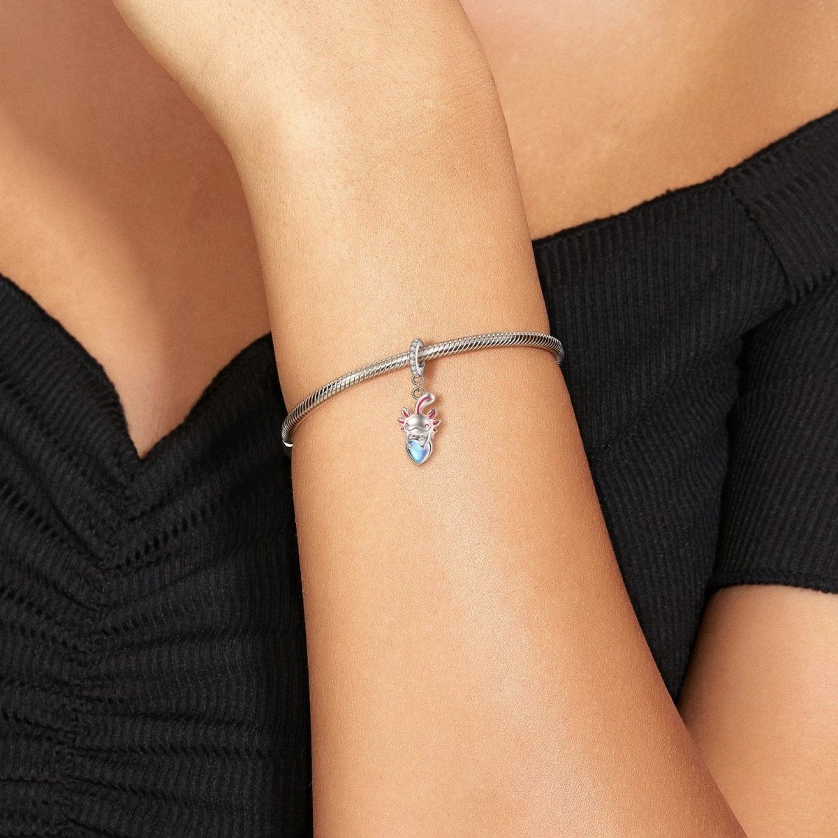 Liora Atelier Axolotl Holding a Shimmering Heart Charm