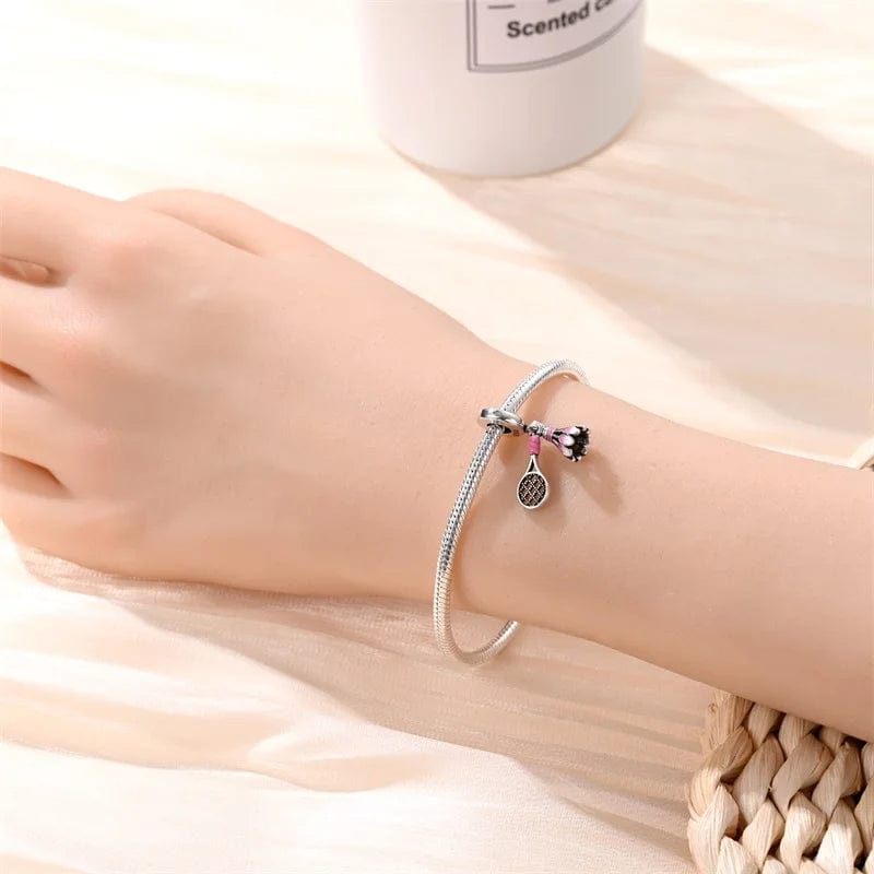 Liora Atelier Badminton Racket & Birdie Dangle Charm
