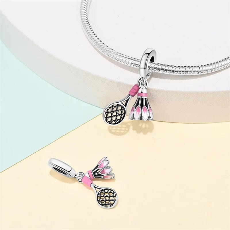 Liora Atelier Badminton Racket & Birdie Dangle Charm