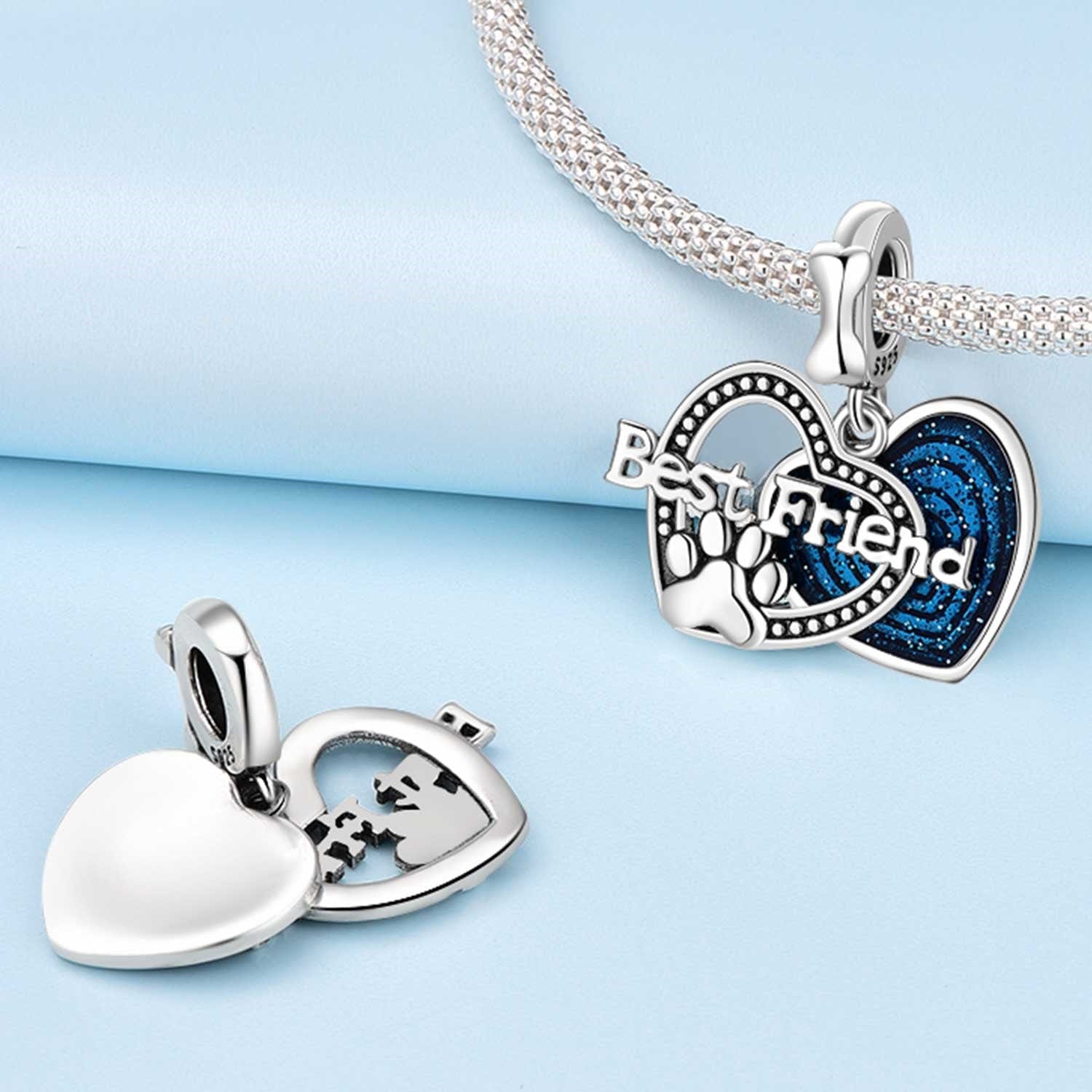 Liora Atelier Best Friend Paw Print & Heart Double Dangle Charm