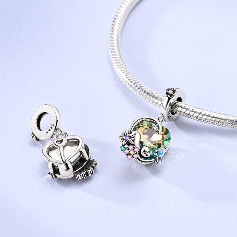 Liora Atelier Blooming Heart with Butterfly, Flowers & Cat Dangle Charm