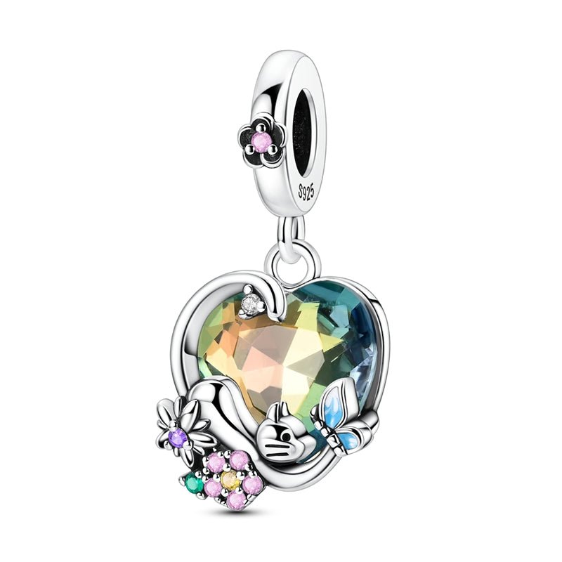 Liora Atelier Blooming Heart with Butterfly, Flowers & Cat Dangle Charm