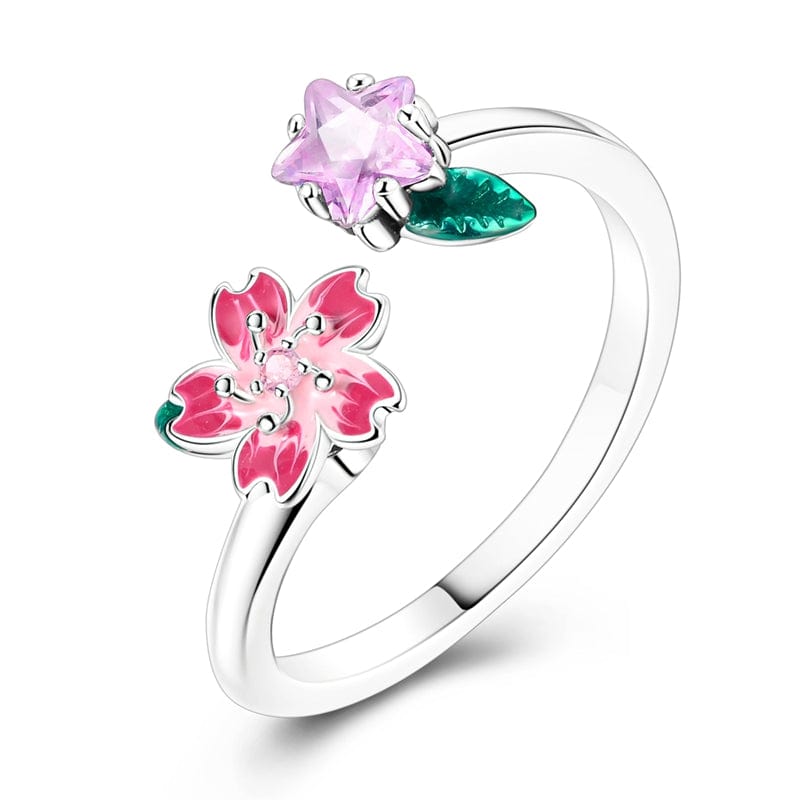 Liora Atelier Blooming Pink Flower and Star Crystal Ring