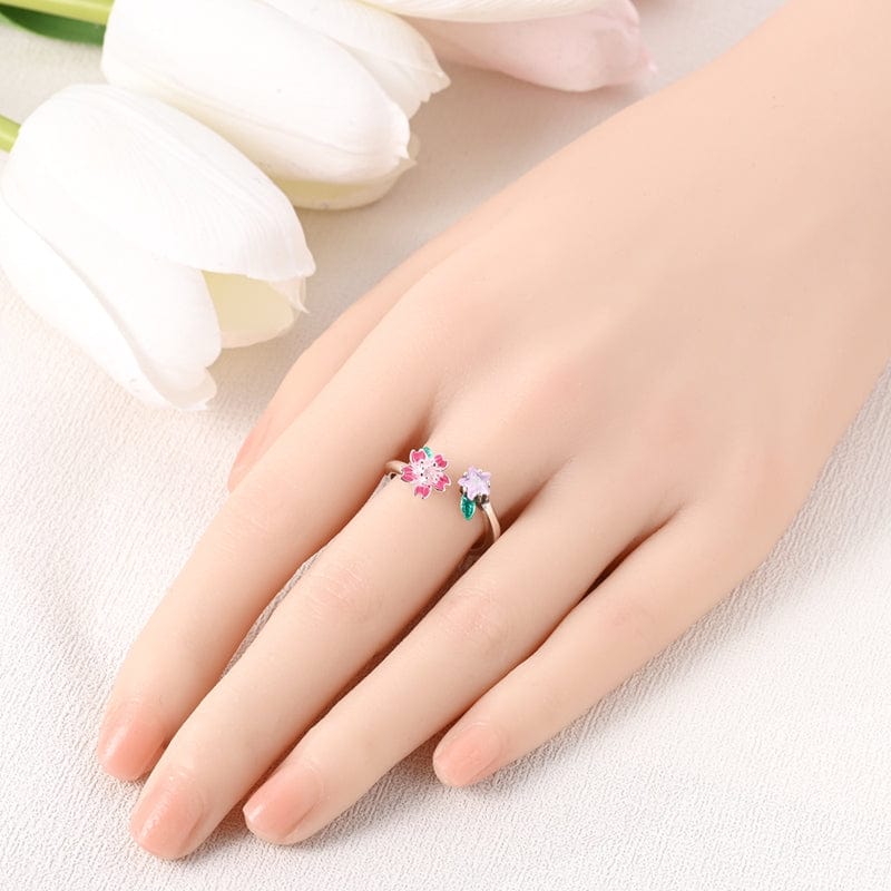 Liora Atelier Blooming Pink Flower and Star Crystal Ring
