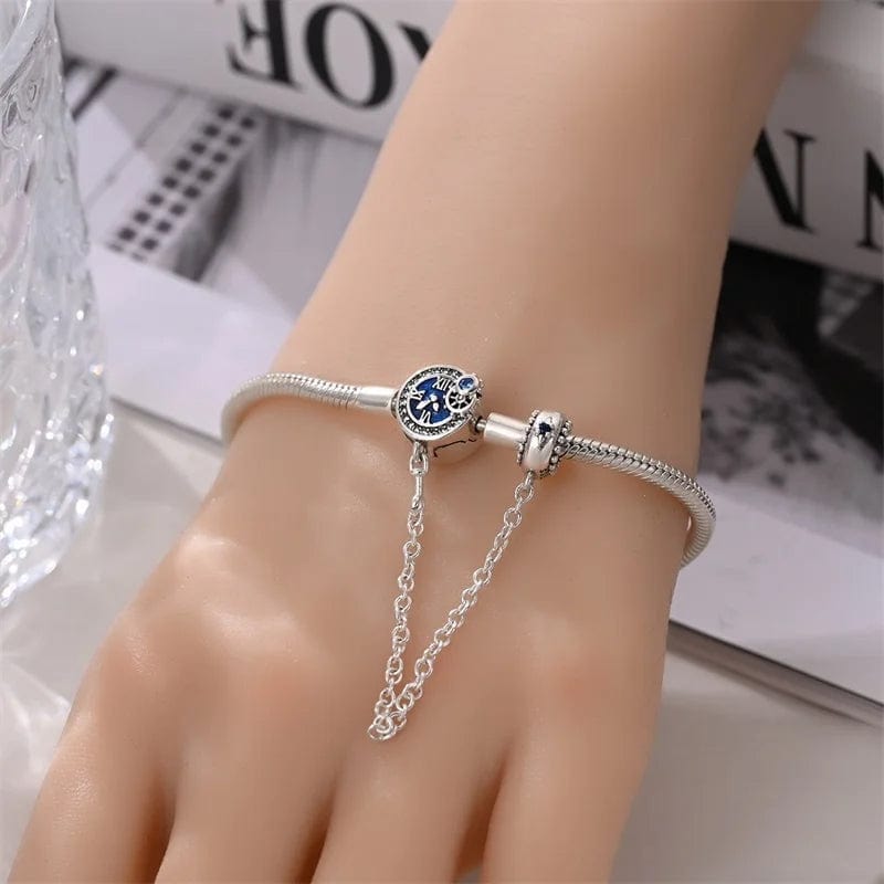 Liora Atelier Blue Clock Clasp Bracelet with Safety Chain