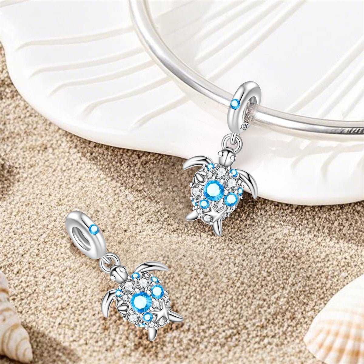 Liora Atelier Blue Crystal Sea Turtle Dangle Charm