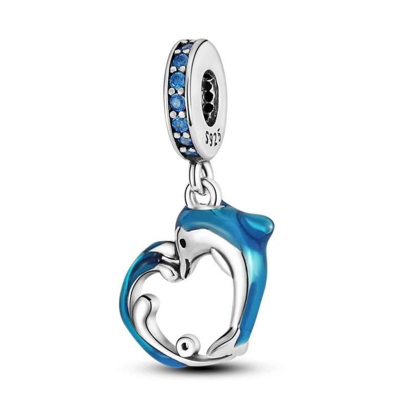 Liora Atelier Blue Dolphin Heart Dangle Charm