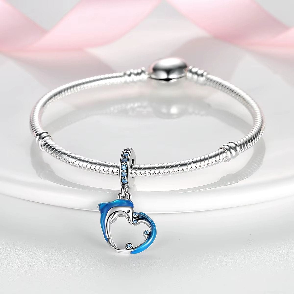 Liora Atelier Blue Dolphin Heart Dangle Charm