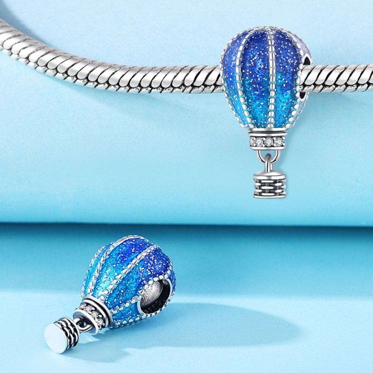 Liora Atelier Blue Glitter Hot Air Balloon Charm