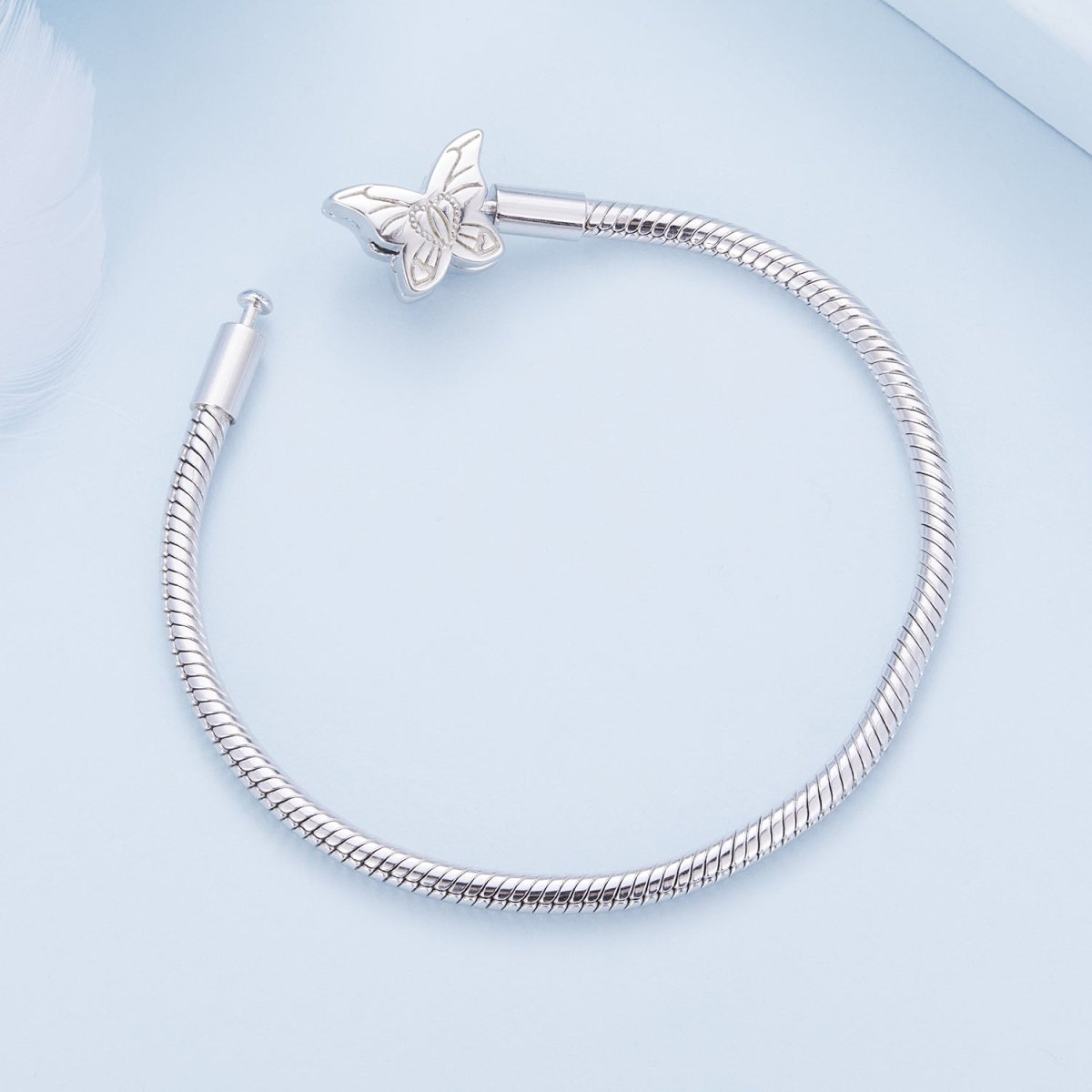 Liora Atelier Blue Heart Butterfly Clasp Charm Bracelet