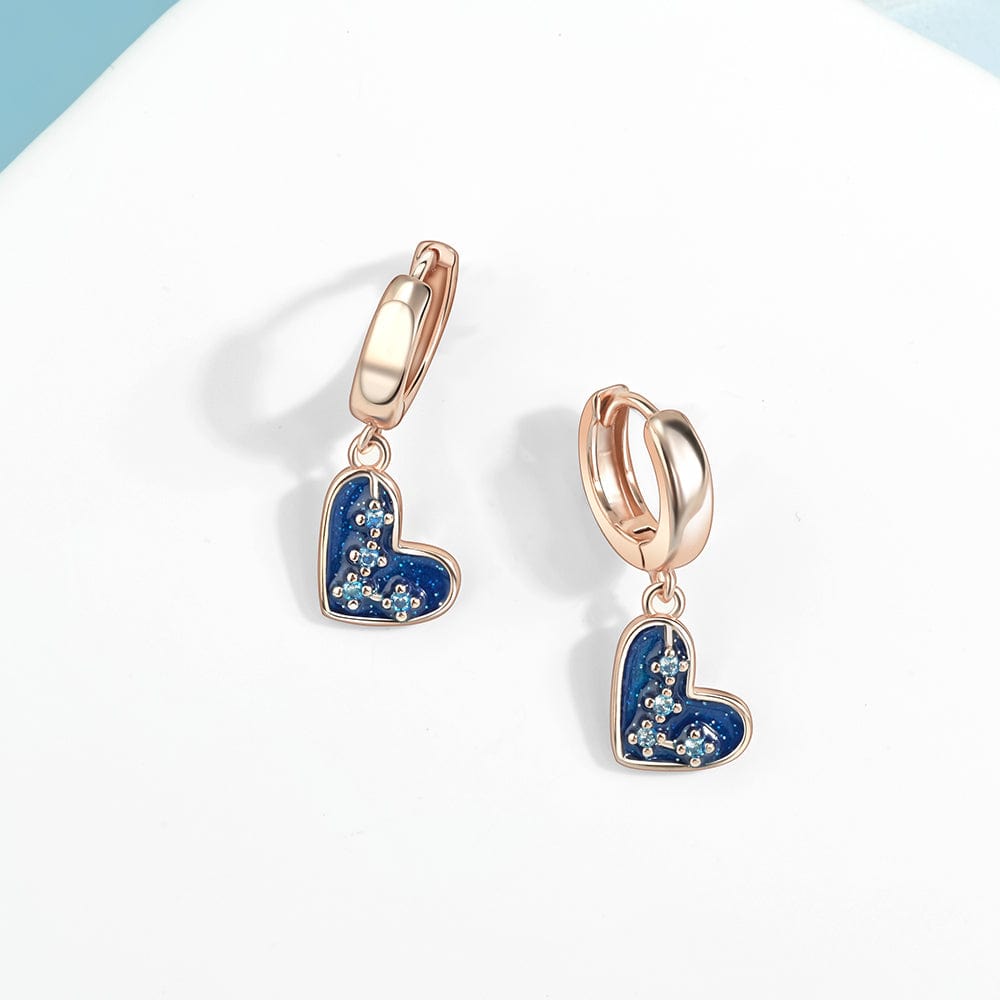 Liora Atelier Blue Heart Drop Earrings with Sparkling Crystal Accents