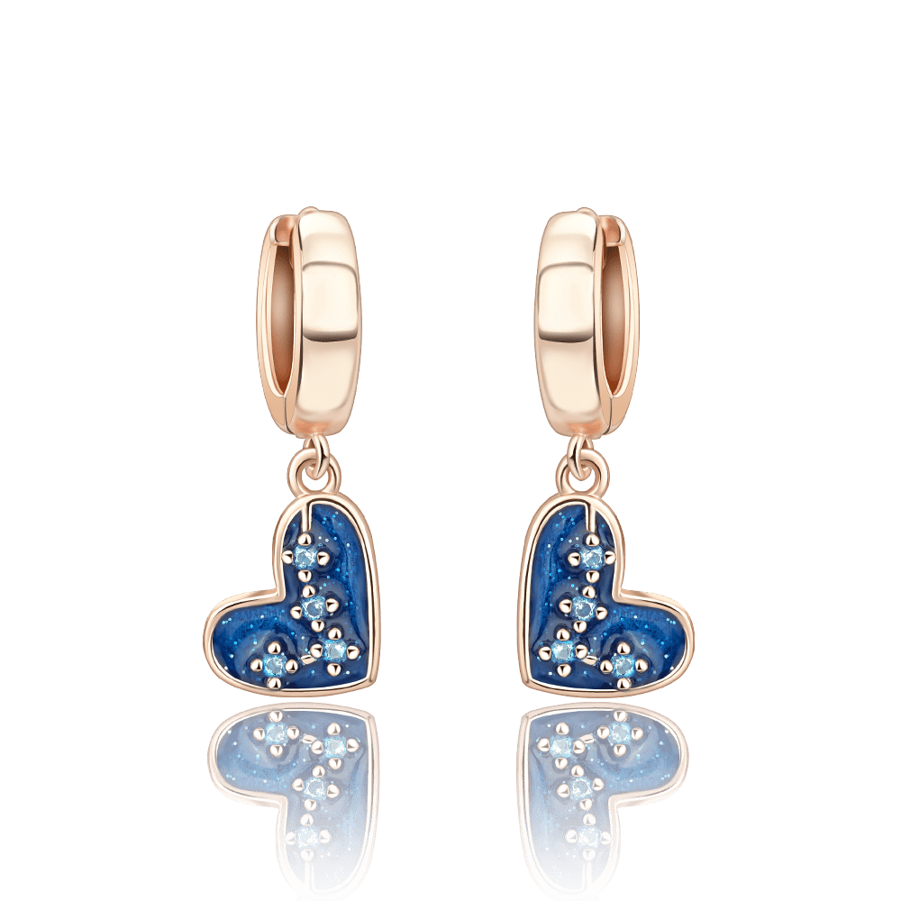 Liora Atelier Blue Heart Drop Earrings with Sparkling Crystal Accents