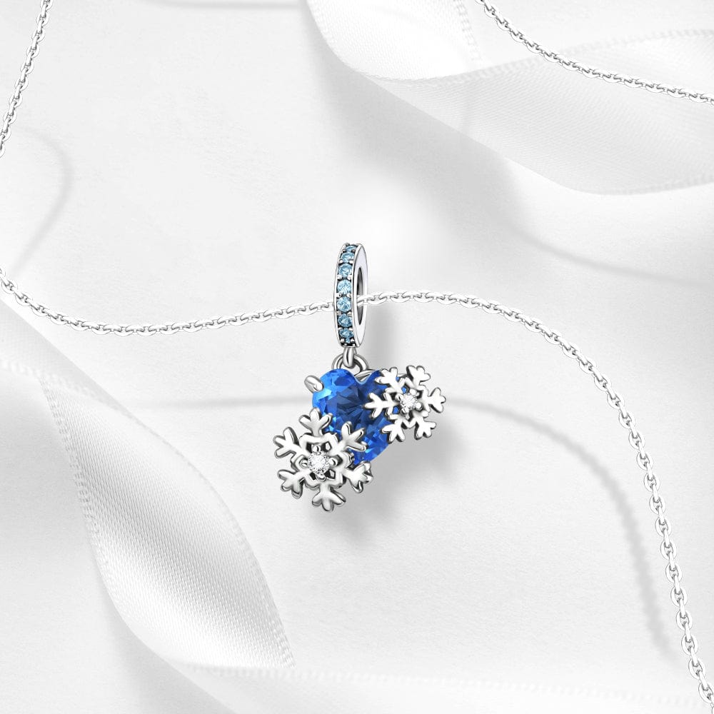 Liora Atelier Blue Heart Snowflake Charm with Sparkling Accents