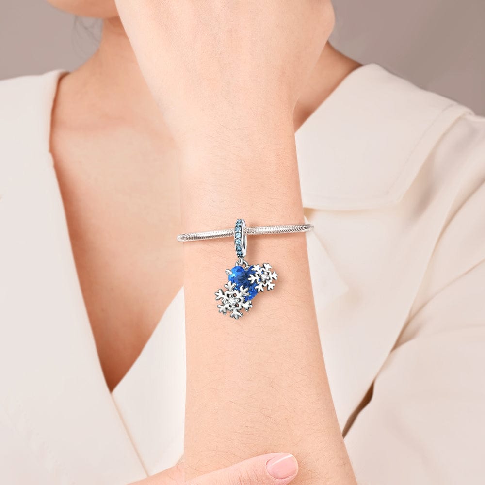 Liora Atelier Blue Heart Snowflake Charm with Sparkling Accents