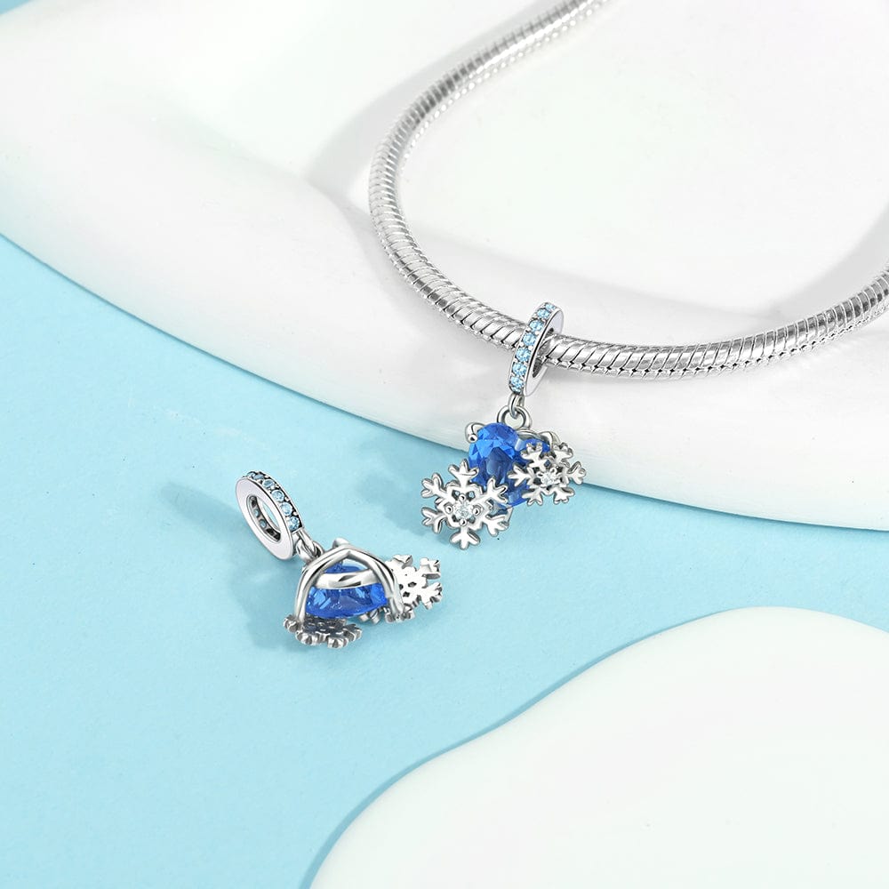 Liora Atelier Blue Heart Snowflake Charm with Sparkling Accents