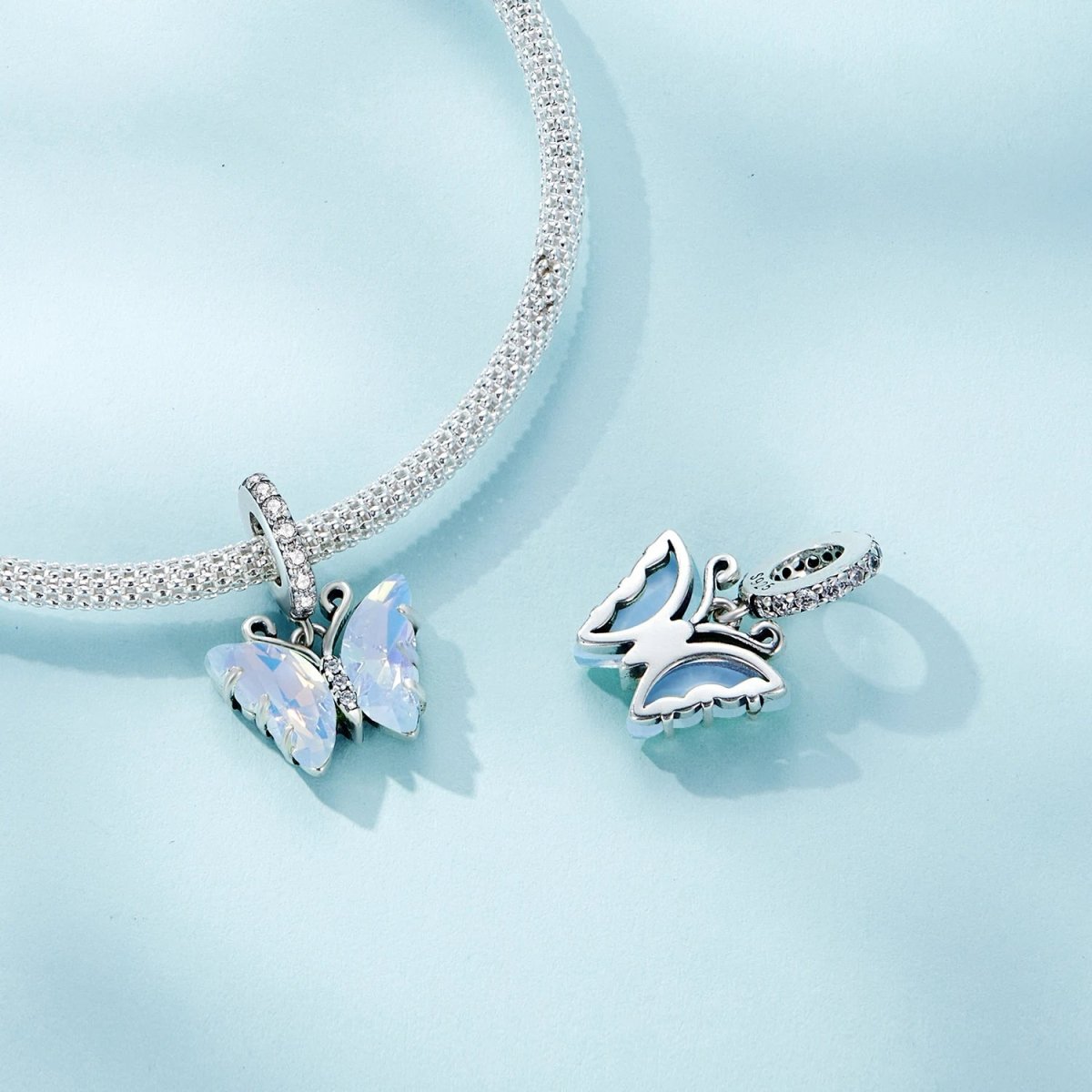 Liora Atelier Blue Murano Glass Butterfly Dangle Charm
