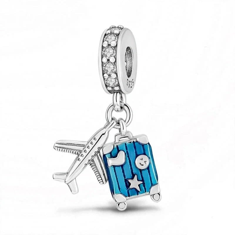 Liora Atelier Blue Suitcase Plane Holiday Travel Dangle Charm