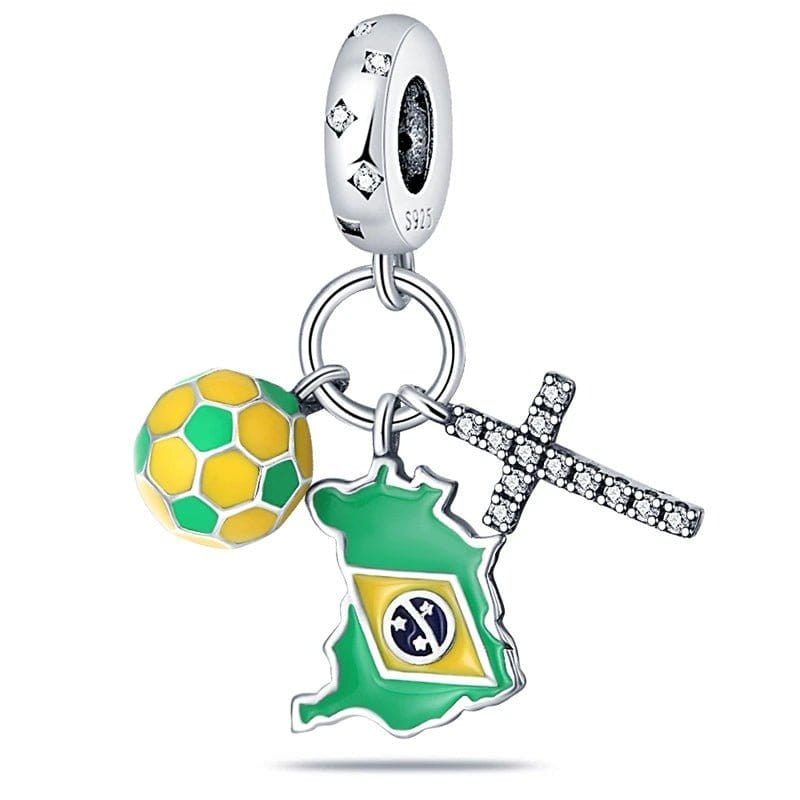 Liora Atelier Brazil Flag Football and Cross Dangle Charm