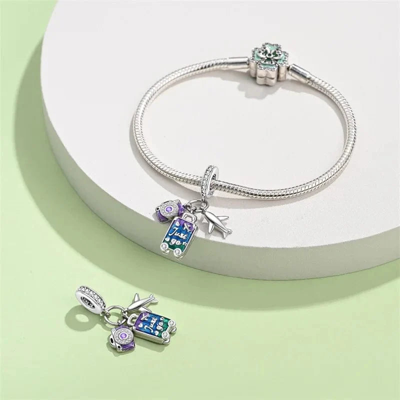 Liora Atelier Camera, Plane and Suitcase Triple Dangle Charm