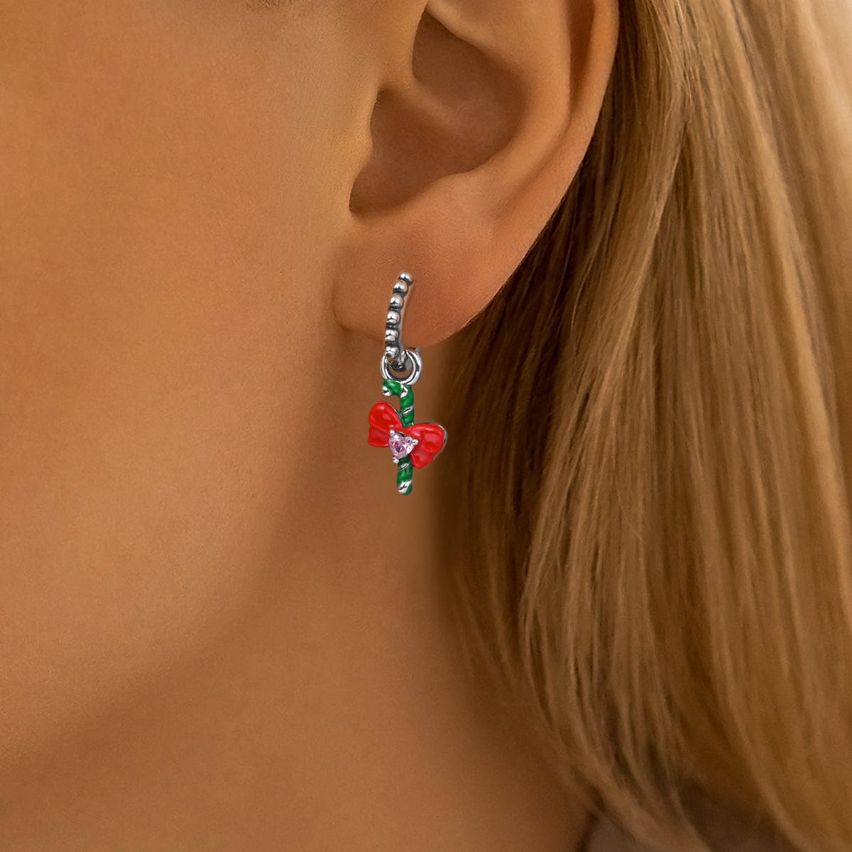 Liora Atelier Candy Cane & Bow Holiday Earrings