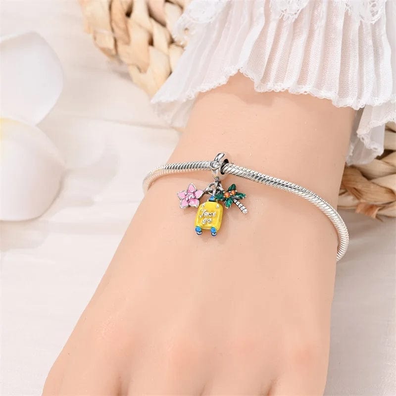 Liora Atelier Cherry Blossom, Suitcase & Palm Triple Dangle Charm
