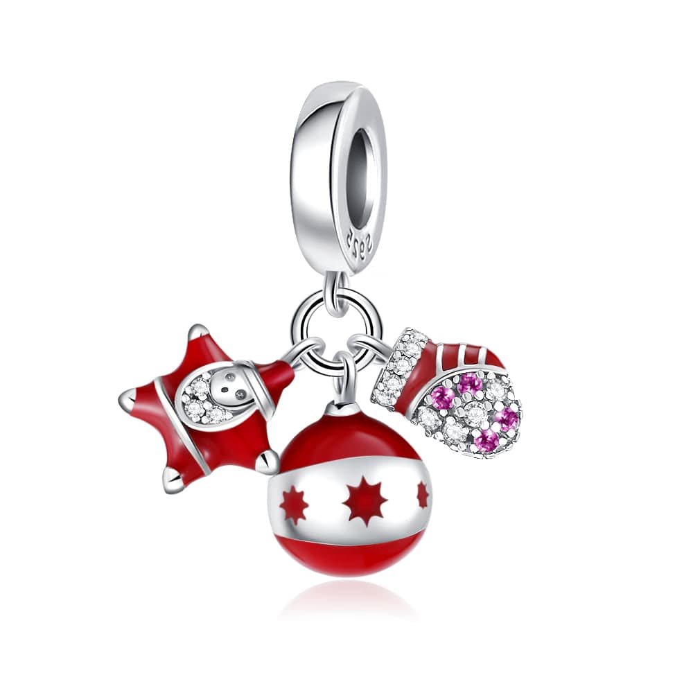 Liora Atelier Christmas Ornament, Star & Mitten Triple Dangle Charm