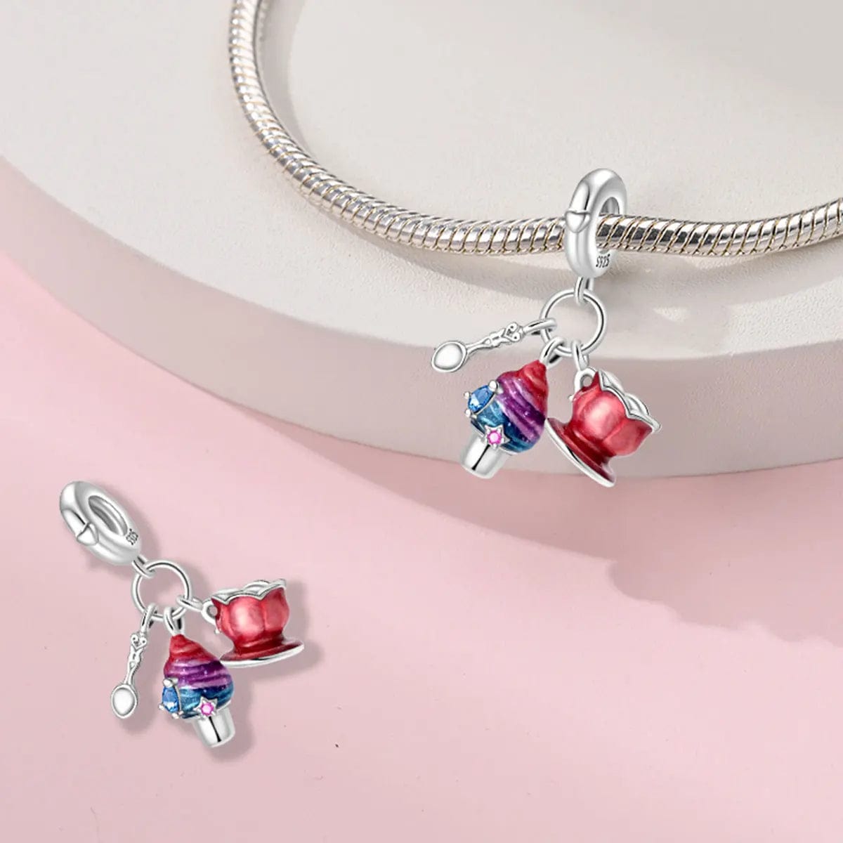 Liora Atelier Colorful Cupcake, Teacup, and Spoon Charm