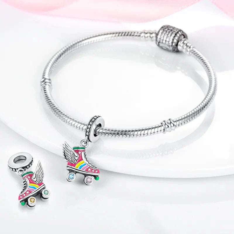 Liora Atelier Colorful Roller Skates Wings Dangle Charm