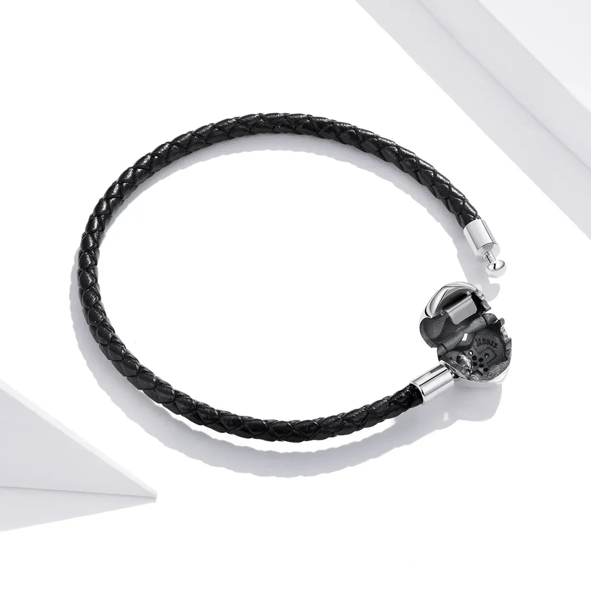 Liora Atelier Cross Heart Black Leather Charm Bracelet