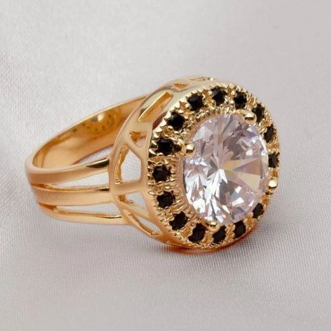 Abgerundeter Ring aus weißem und schwarzem Glas