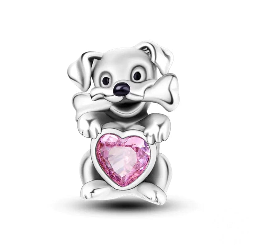 Liora Atelier Dog Holding Pink Heart Charm