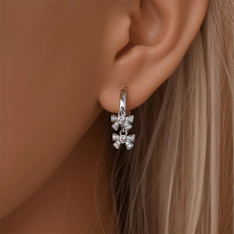 Liora Atelier Double Bow Dangle Hoop Earrings