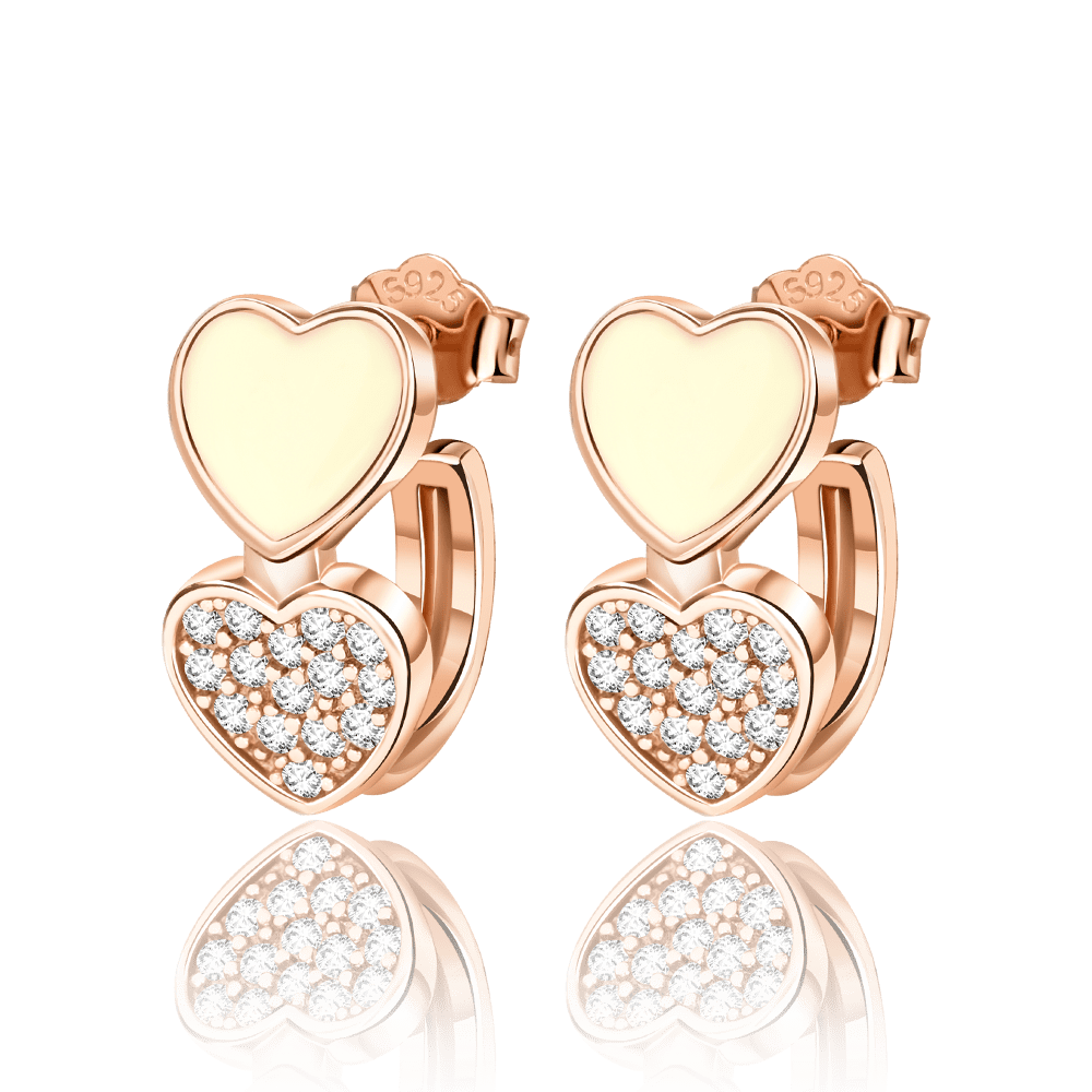 Liora Atelier Double Heart Earrings with Yellow Enamel and Crystal Accents