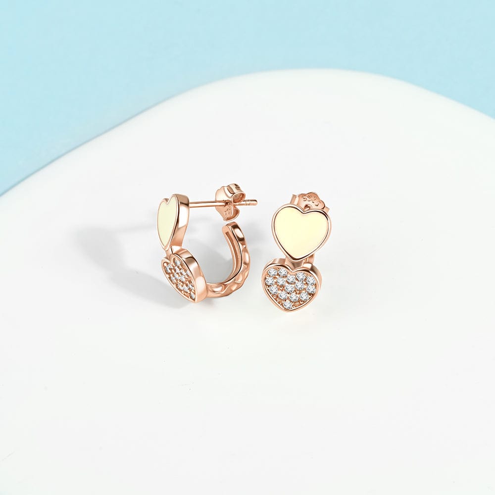 Liora Atelier Double Heart Earrings with Yellow Enamel and Crystal Accents