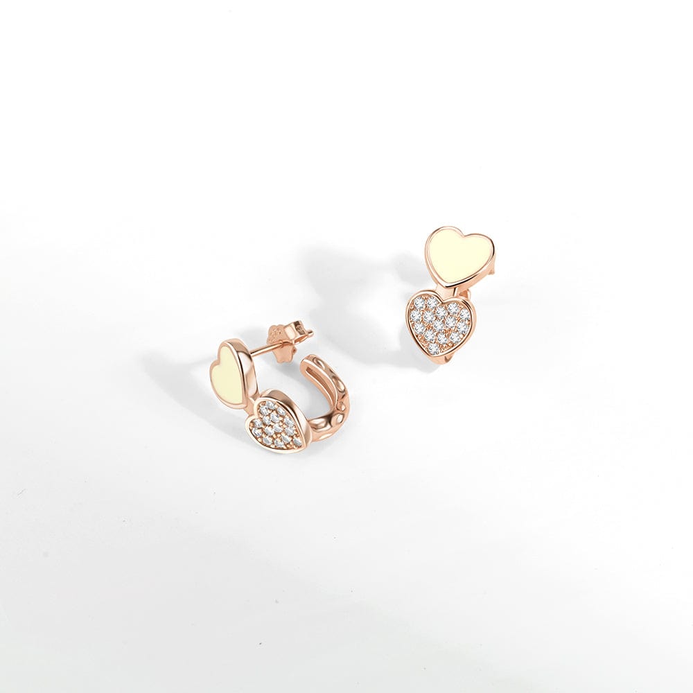 Liora Atelier Double Heart Earrings with Yellow Enamel and Crystal Accents