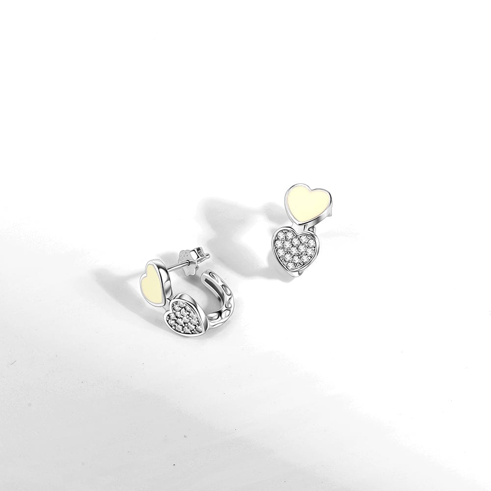 Liora Atelier Double Heart Earrings with Yellow Enamel and Crystal Accents