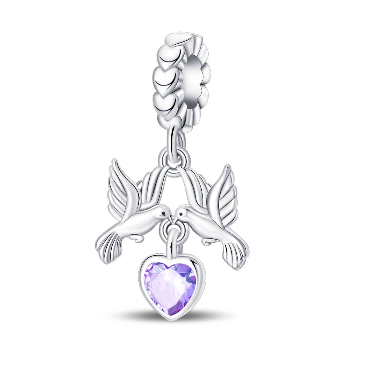 Liora Atelier Doves of Peace with Amethyst Heart Pendant