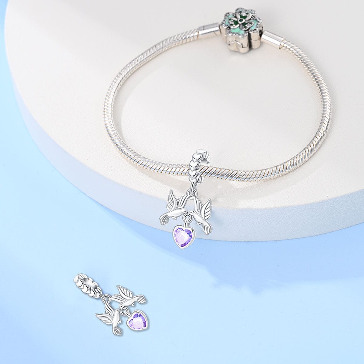 Liora Atelier Doves of Peace with Amethyst Heart Pendant